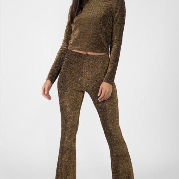 Bronze Gold Shimmer Two Piece Pant Suit NWT Size Small - Picture 1 of 7